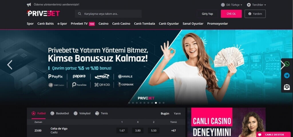 Privebet bahis ekranı